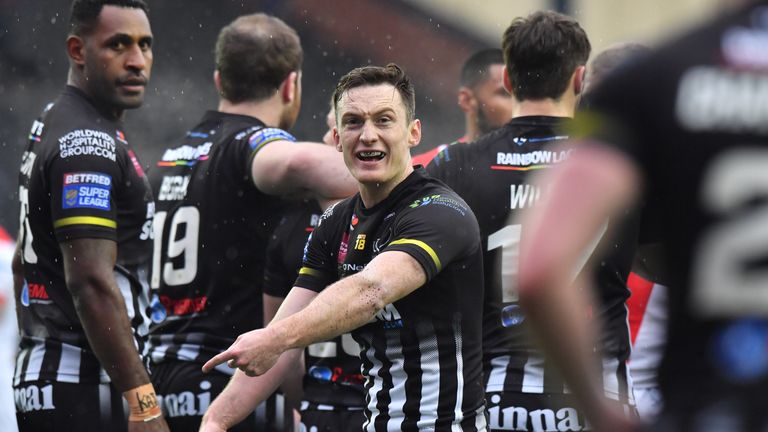 Widnes Vikings' Tom Gilmore reacts during the Betfred Super League match at the Select Security Stadium, Widnes, 2 April 2018