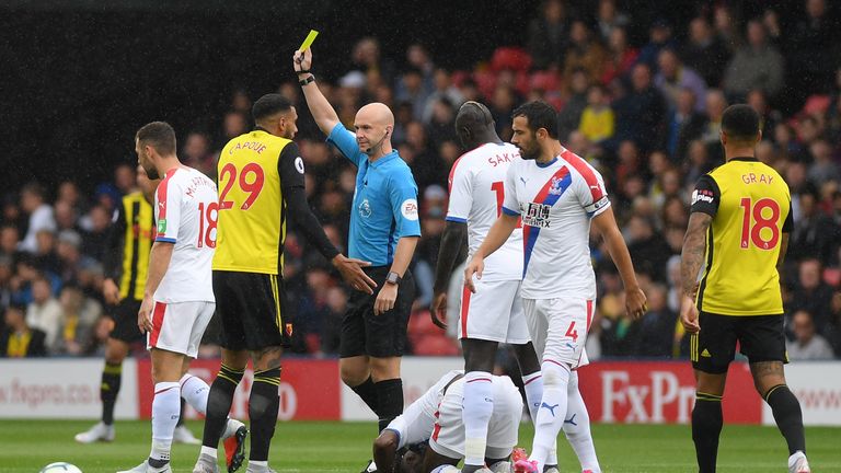  during the Premier League match between Watford FC and Crystal Palace at Vicarage Road on August 26, 2018 in Watford, United Kingdom.
