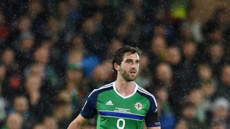 Will Grigg of Northern Ireland pictured during the FIFA 2018 World Cup Qualifier between Northern Ireland and Azerbaijan at Windsor Park on November 11, 2016 in Belfast, Northern Ireland.