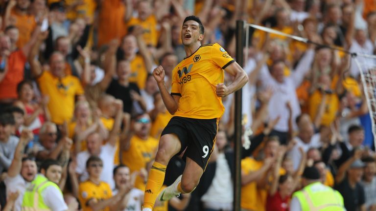 Raul Jimenez during the pre-season friendly match between Wolverhampton Wanderers and Villareal at Molineux on August 4, 2018 in Wolverhampton, England.