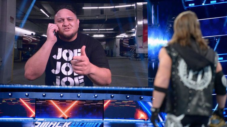 samoa joe has words with aj styles