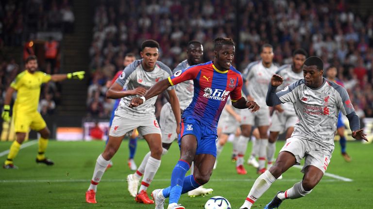 Wilfried Zaha during the Premier League match between Crystal Palace and Liverpool FC at Selhurst Park on August 20, 2018 in London, United Kingdom