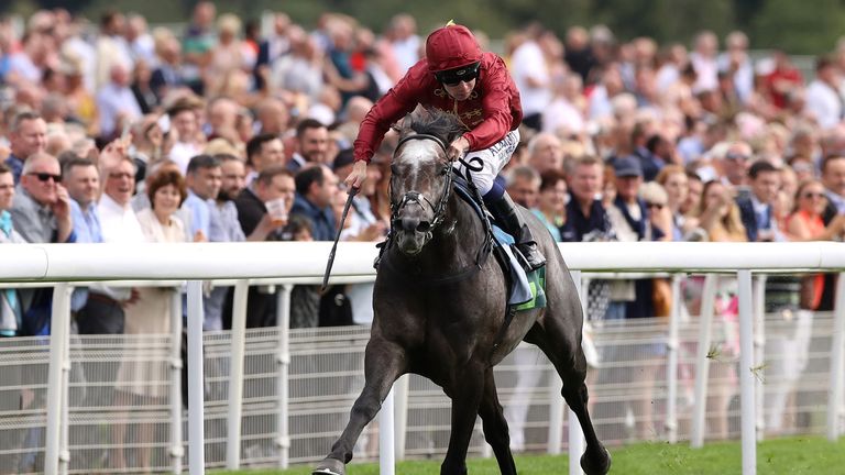 Roaring Lion ridden by Oisin Murphy wins the Juddmonte International Stakes at York