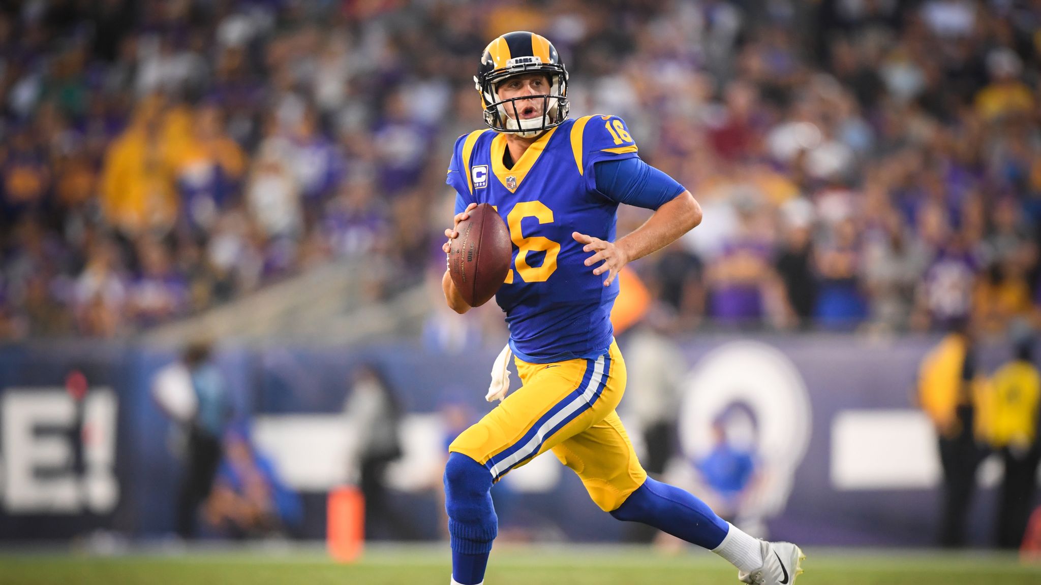 2019 L.A. RAMS Jared Goff QB 2--STAR CAPTAIN'S WHITE-C BLUE