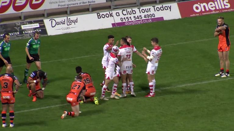 Highlights of St Helens' comprehensive victory over Castleford Tigers in the final round of the Super 8s
