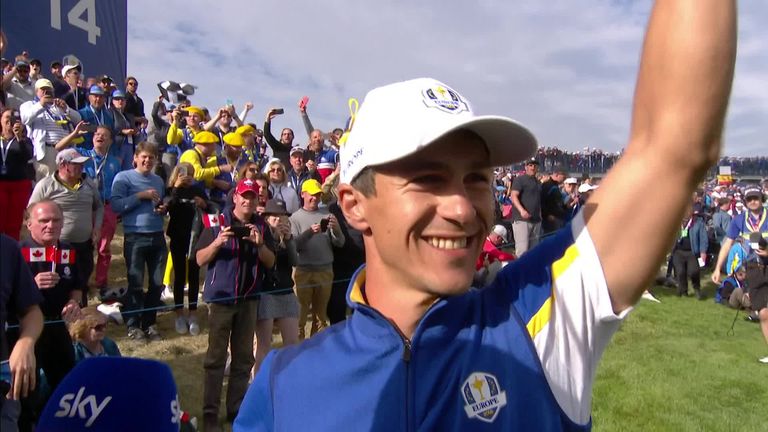 Thorbjorn Olesen describes the atmosphere as unbelievable after winning his match against Jordan Spieth. 