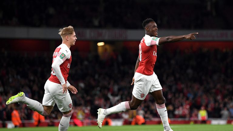 Danny Welbeck celebrates his early goal