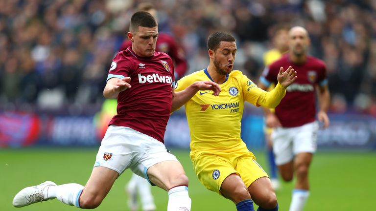 Declan Rice challenges Eden Hazard