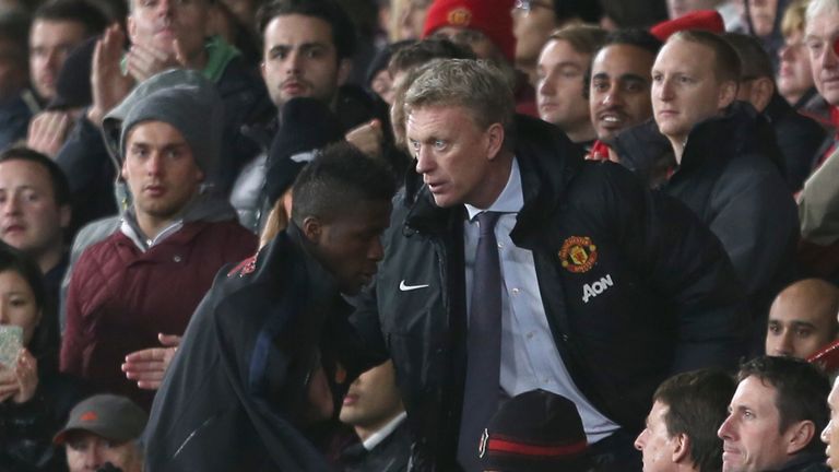 Wilfred Zaha and former Manchester United manager David Moyes