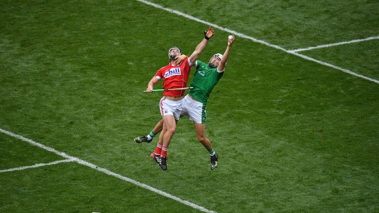 Gillane catches over Colm Spillane during the All-Ireland semi-final