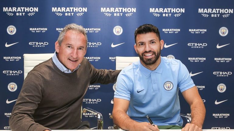 Sergio Aguero signed until 2021 (pic courtesy of Man City)