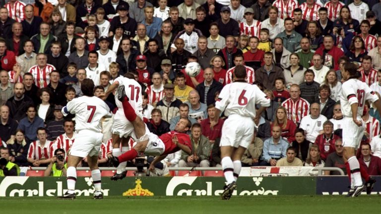 Alan Shearer overhead kick goal v Belgium 1999