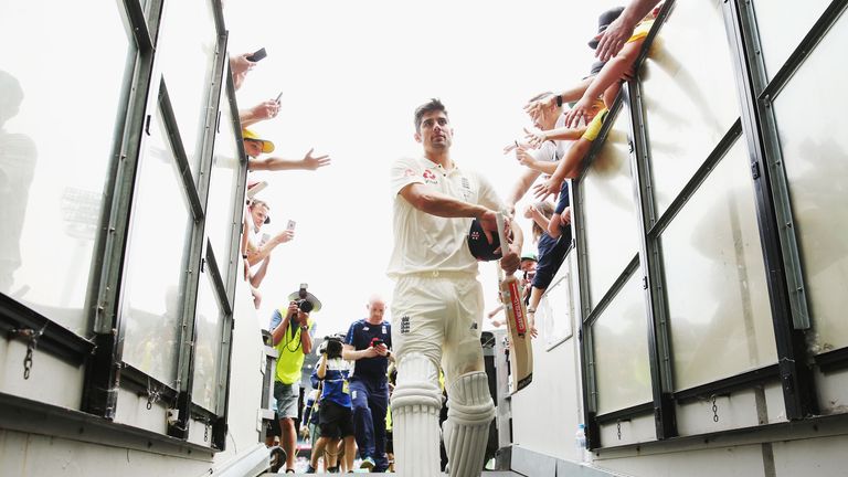 England&#39;s Alastair Cook walks off at the close of play after making 244 not out during day three of the Fourth Ashes Test against Australia on December 28, 2017
