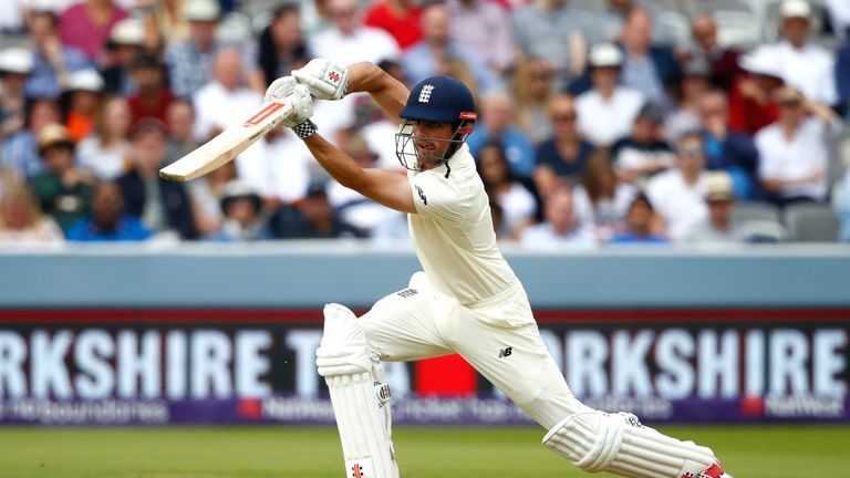 Alastair Cook in action during the first Test between England and Pakistan at Lord&#39;s on May 24, 2018