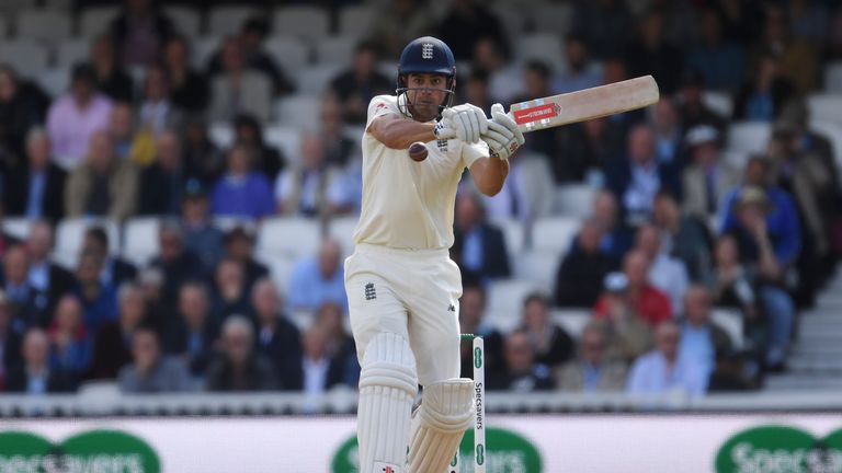 Alastair Cook plays a pull shot in the fifth Test
