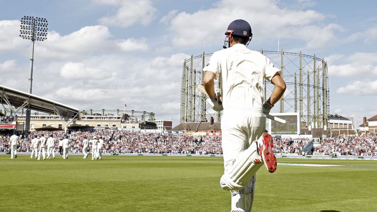 Alastair Cook walks out for final Test innings