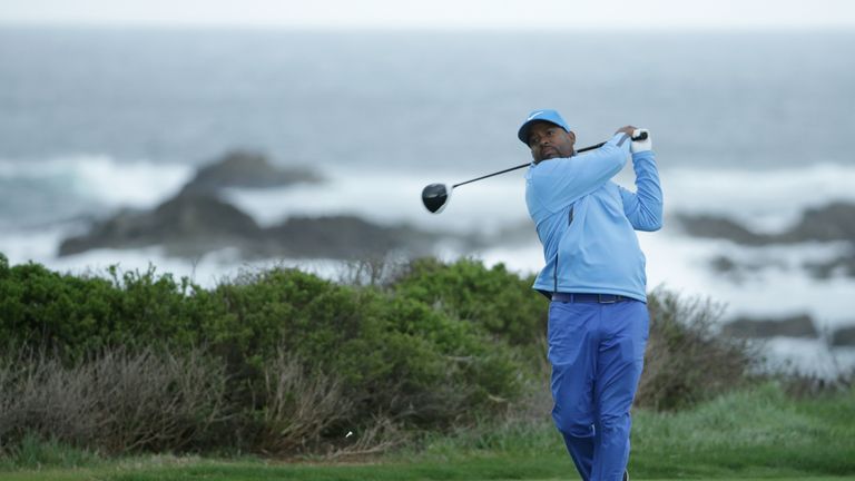during Round One of the AT&T Pebble Beach Pro-Am at Monterey Peninsula Country Club on February 9, 2017 in Pebble Beach, California.