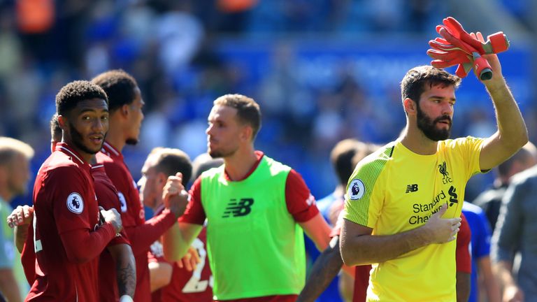 Alisson apologises to the travelling Liverpool fans after his mistake