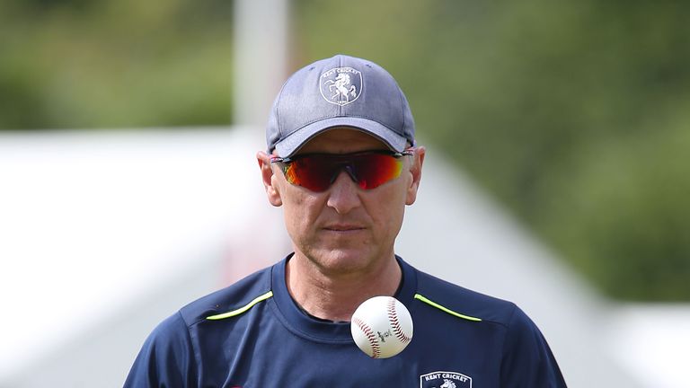 TUNBRIDGE WELLS, ENGLAND - JUNE 20: .Kent Assistant Coach Allan Donald during day one of the Specsavers County Championship: Division Two match between Kent and Warwickshire at The Nevill Ground on June 20, 2018 in Tunbridge Wells, England. (Photo by Brendan Kemp/Getty Images)