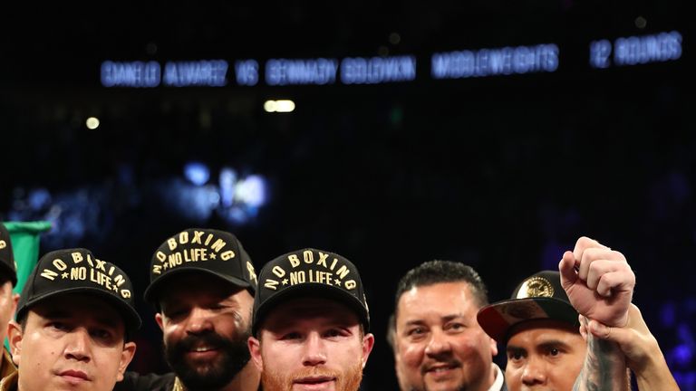 Gennady Golovkin Canelo Alvarez during their .WBC/WBA middleweight title fight at T-Mobile Arena on September 15, 2018 in Las Vegas, Nevada.