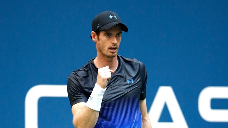Andy Murray of Great Britain celebrates during his men's singles second round match against Fernando Verdasco of Spain on Day Three of the 2018 US Open at the USTA Billie Jean King National Tennis Center on August 29, 2018 in the Flushing neighborhood of the Queens borough of New York City.