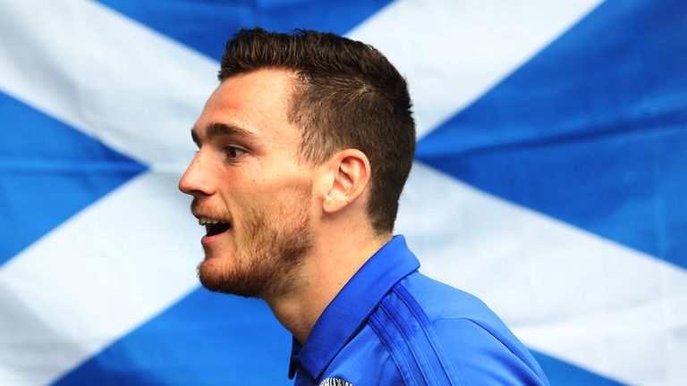 New Scotland Captain Andy Robertson is seen during a Scotland training session ahead of their International friendly match against Belgium at Orium Performance Centre on September 3, 2018 in Edinburgh, Scotland.