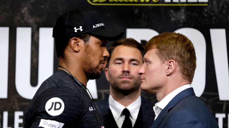  during the Anthony Joshua And Alexander Povetkin Press Conference on September 20, 2018 in London, England.