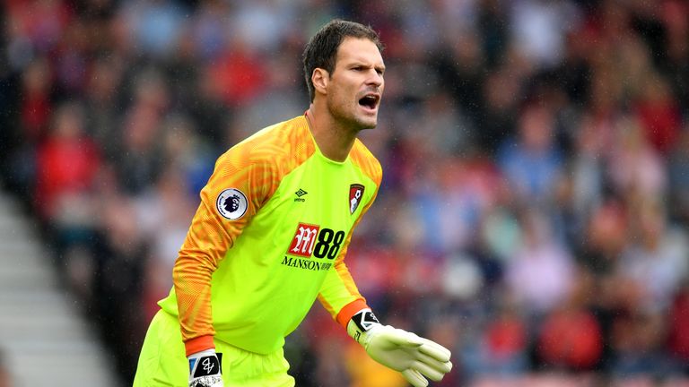Asmir Begovic during the Premier League match between AFC Bournemouth and Cardiff City at Vitality Stadium on August 11, 2018 in Bournemouth, United Kingdom.