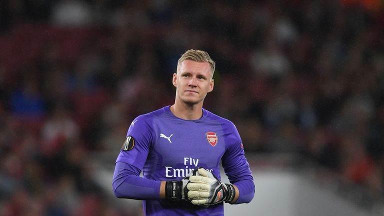 Bernd Leno made his Arsenal debut in the Europa League