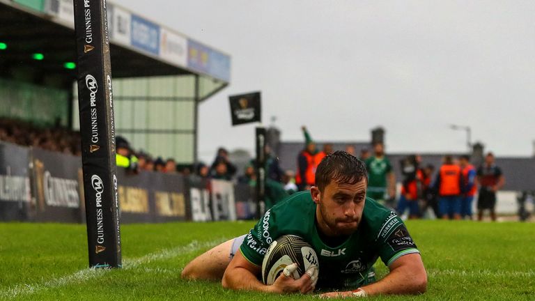 Guinness PRO14, The Sportsground, Galway 8/9/2018.Connacht vs Zebre.Connacht's Caolin Blade scores a try .Mandatory Credit ..INPHO/Tommy Dickson