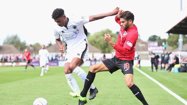 The Scottish Challenge Cup match between Boreham Wood and Dunfirmline at Meadow Park.