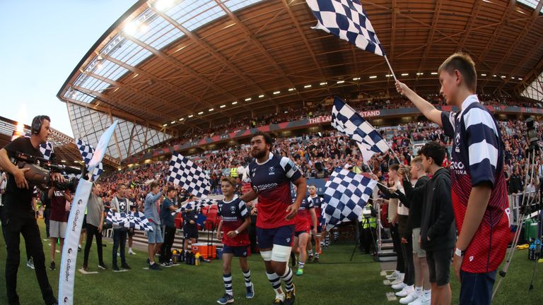 A huge crowd welcomes Bristol's return to the Premiership stage against bath at Ashton Gate