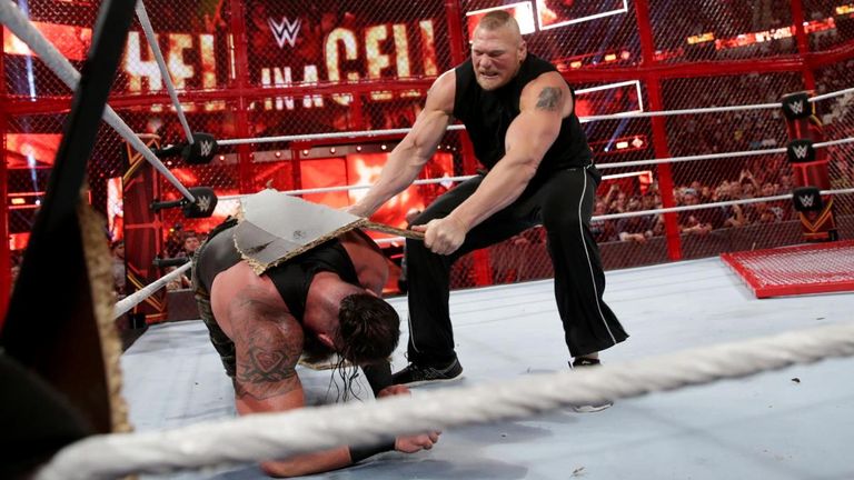 Brock Lesnar gatecrashed the Hell In A Cell main event to attack Braun Strowman and WWE Universal champion Roman Reigns