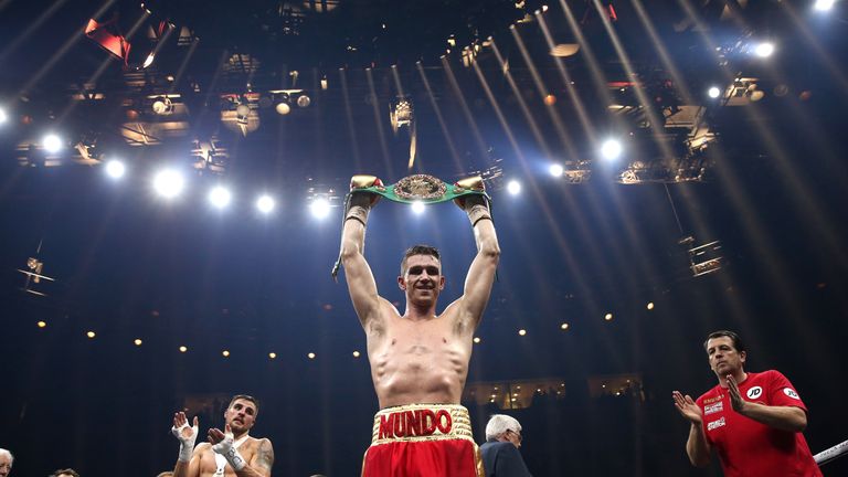 Callum Smith celebrates victory over Erik Skoglund after the WBSS Super Middleweight Quarter-Final fight at Echo Arena on September 16, 2017 in Liverpool, England.  (Photo by Alex Livesey/Getty Images)