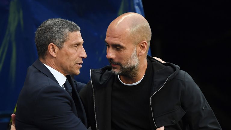 Chris Hughton has lauded Pep Guardiola for his impact on English football