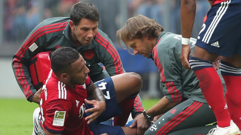 during the Bundesliga match between FC Bayern Muenchen and Bayer 04 Leverkusen at Allianz Arena on September 15, 2018 in Munich, Germany.