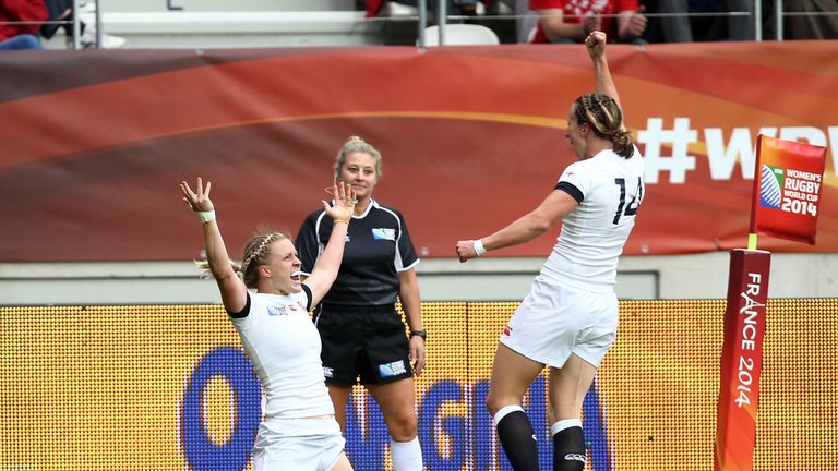  during the IRB Women's Rugby World Cup 2014 Final between England and Canada at Stade Jean-Bouin on August 17, 2014 in Paris, France.