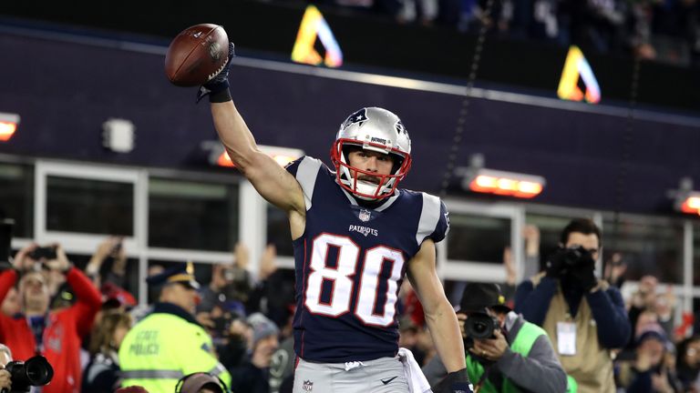 during the AFC Championship Game at Gillette Stadium on January 21, 2018 in Foxborough, Massachusetts.
