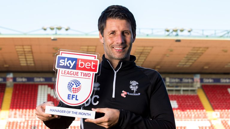 Danny Cowley of Lincoln City wins the Sky Bet League Two Manager of the Month award - Mandatory by-line: Robbie Stephenson/JMP - 31/08/2018 - FOOTBALL - Sinsil Bank Stadium - Lincoln, England - Sky Bet Manager of the Month Award