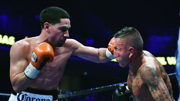 Danny Garcia (L) punches Samuel Vargas at Liacouras Center on November 12, 2016 in Philadelphia, Pennsylvania. 