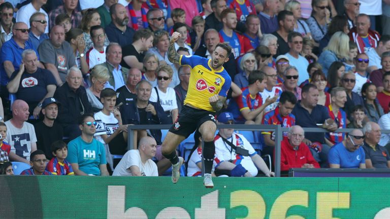 Danny Ings celebrates his goal at Selhurst Park