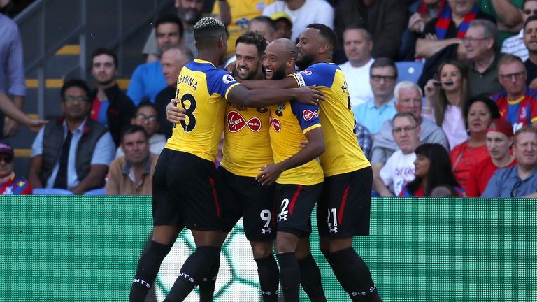Danny Ings celebrates his goal with teammates