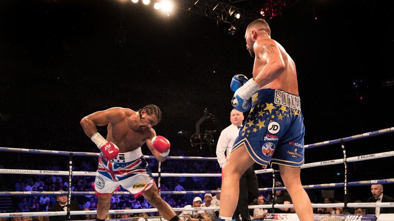 during the Heavyweight contest between Tony Bellew and David Haye at The O2 Arena on May 5, 2018 in London, England.  at The O2 Arena on May 05, 2018 in London, England.