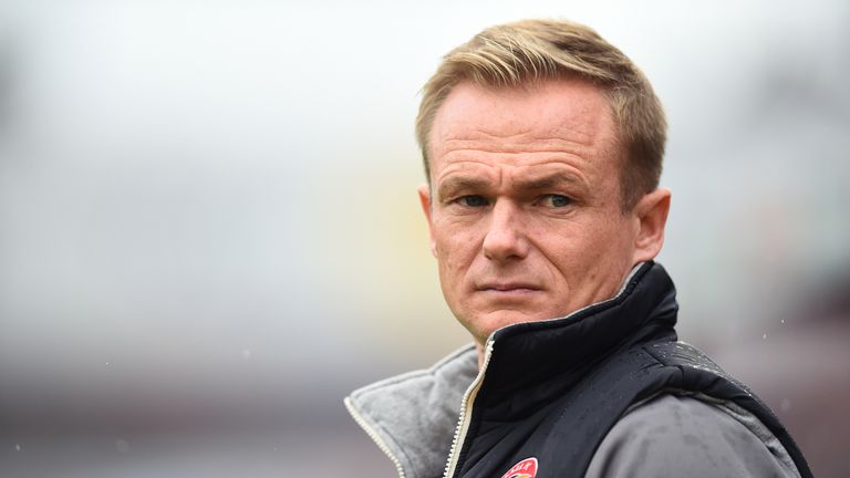 Dean Keates manager of Walsall looks on during the Sky Bet League One match between Barnsley and Walsall at Oakwell Stadium on September 8, 2018