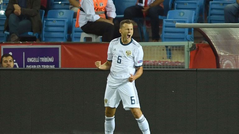 Denis Cheychev continued his good international form with Russia's opener