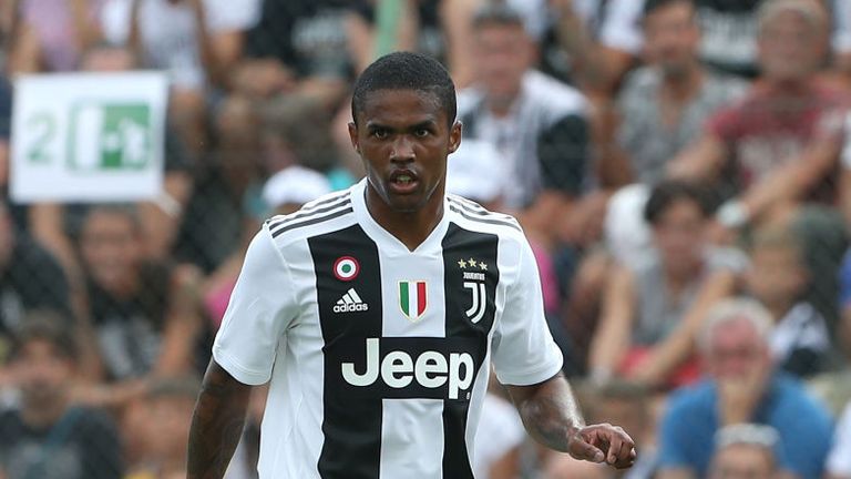 Douglas Costa during the Pre-Season Friendly match between Juventus and Juventus U19 on August 12, 2018 in Villar Perosa, Italy.