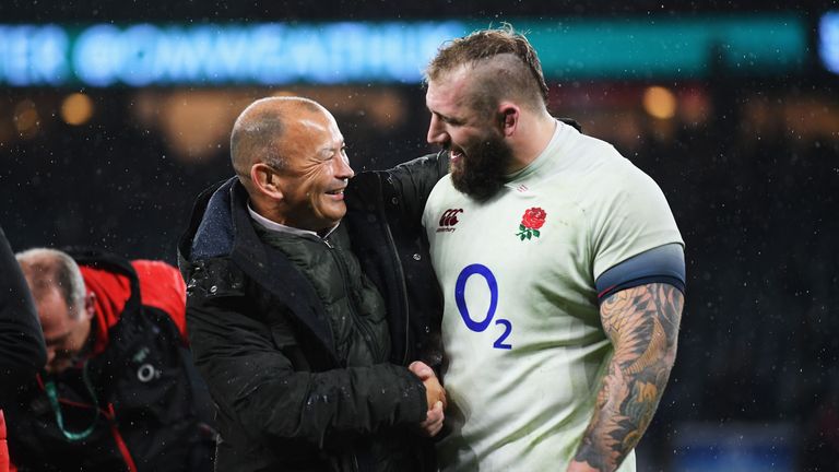 Eddie Jones with Joe Marler