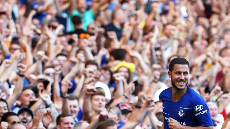 Eden Hazard celebrates his second-half goal