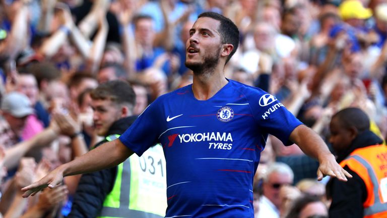 Eden Hazard during the Premier League match between Chelsea FC and AFC Bournemouth at Stamford Bridge on September 1, 2018 in London, United Kingdom.