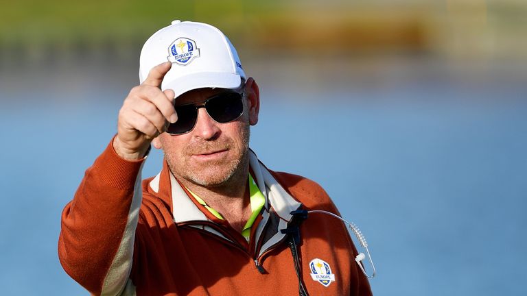 Europe captain Thomas Bjorn during the afternoon foursome matches of the 2018 Ryder Cup at Le Golf National on September 29, 2018 in Paris, France.